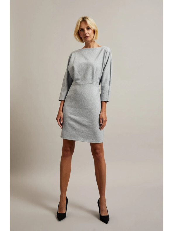 Moodo Hladké šaty po kolená sivé Moodo