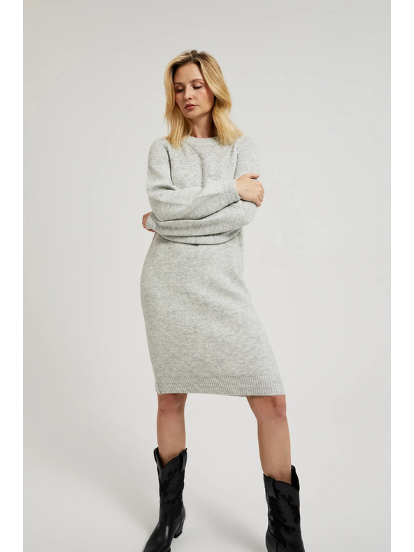 Moodo Sivé jednoduché pletené šaty Moodo
