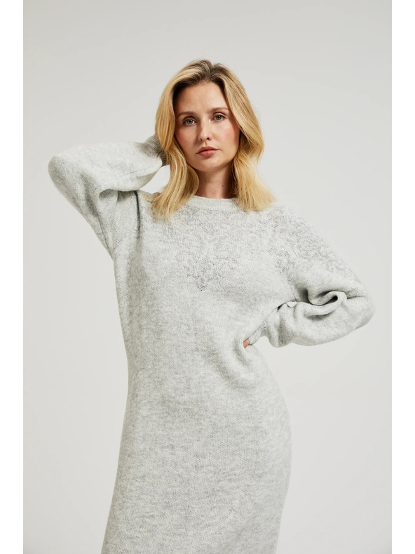 Moodo Sivé jednoduché pletené šaty Moodo