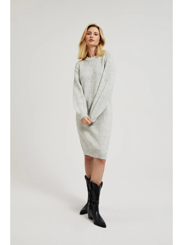 Moodo Sivé jednoduché pletené šaty Moodo