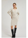 Moodo Pletené béžové šaty zdobené gombíkmi Moodo