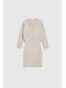 Moodo Pletené béžové šaty zdobené gombíkmi Moodo