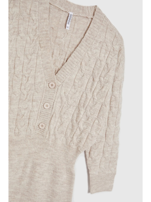 Moodo Pletené béžové šaty zdobené gombíkmi Moodo