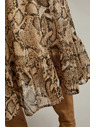 Moodo Béžové šaty s nafúknutými rukávmi a zvieracím vzorom Moodo