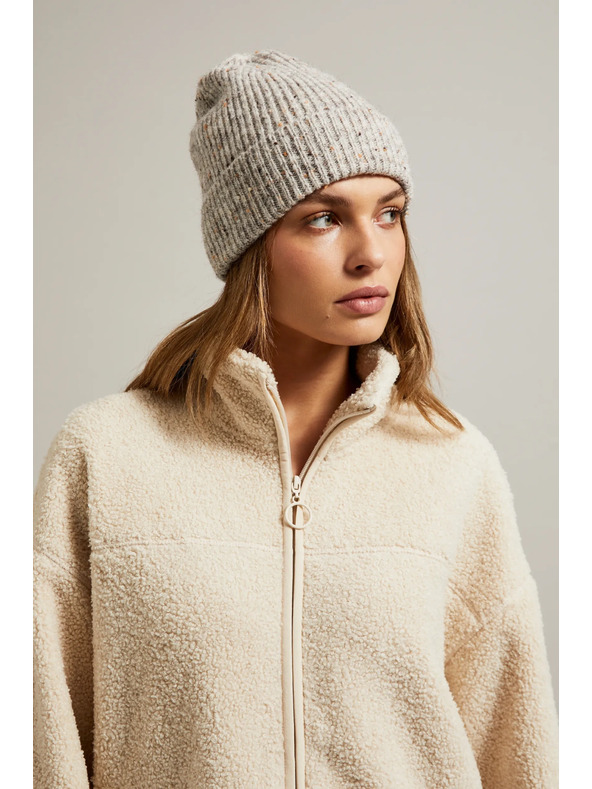 Moodo Rebrovaná čiapka béžová Moodo