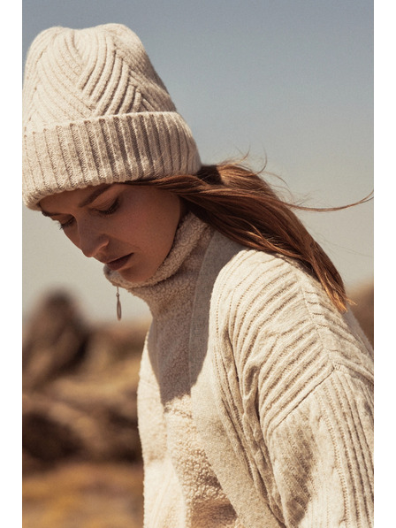 Moodo Teplá čiapka s prímesou vlny béžová Moodo