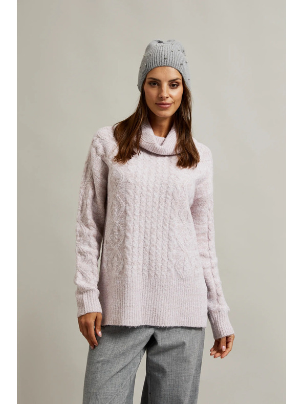 Moodo Rebrovaná čiapka s perličkami sivá Moodo