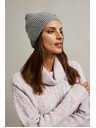 Moodo Rebrovaná čiapka s perličkami sivá Moodo