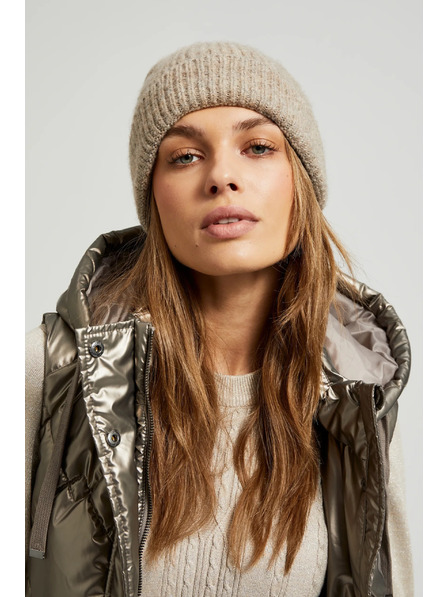 Moodo Čiapka s metalickou niťou béžová Moodo