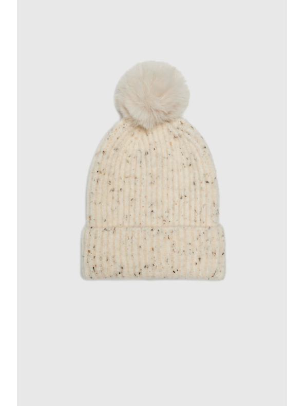 Moodo Teplá čiapka s brmbolcom béžová Moodo