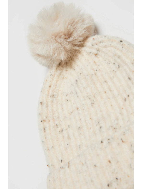 Moodo Teplá čiapka s brmbolcom béžová Moodo