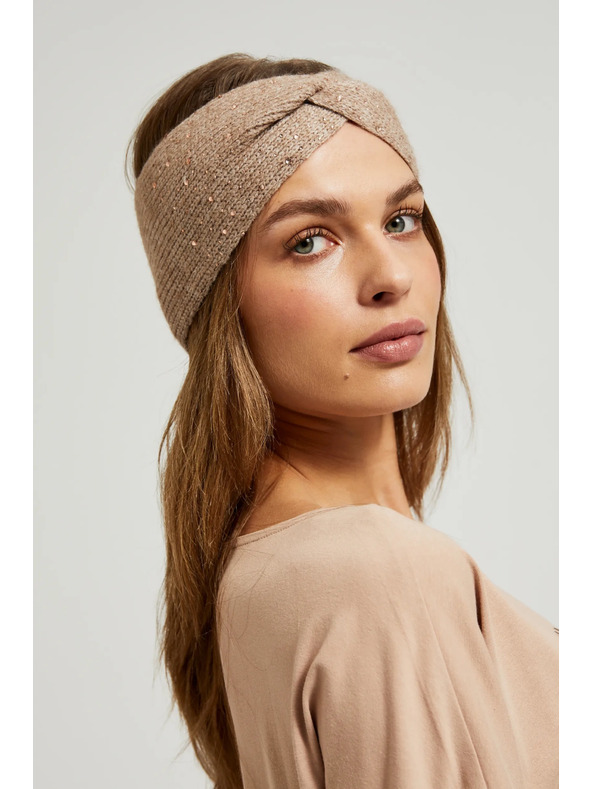 Moodo Čelenka zdobená flitrami béžová Moodo