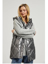 Moodo Prešívaná vesta s kapucňou strieborná Moodo