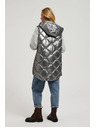 Moodo Prešívaná vesta s kapucňou strieborná Moodo