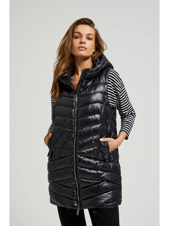 Moodo Prešívaná vesta na zips čierna Moodo