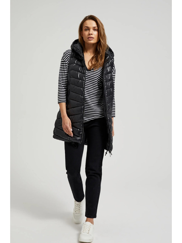 Moodo Prešívaná vesta na zips čierna Moodo