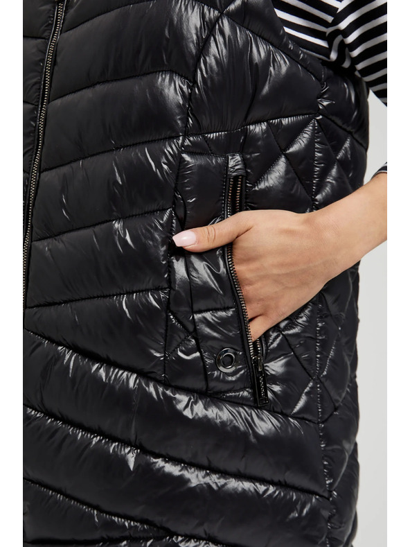 Moodo Prešívaná vesta na zips čierna Moodo