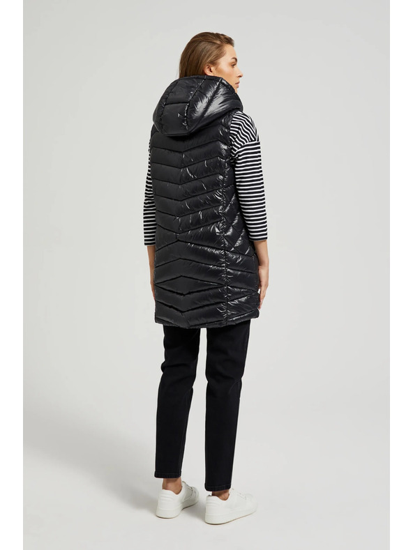 Moodo Prešívaná vesta na zips čierna Moodo