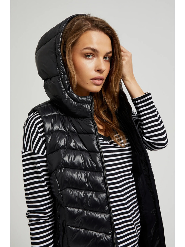 Moodo Prešívaná vesta na zips čierna Moodo