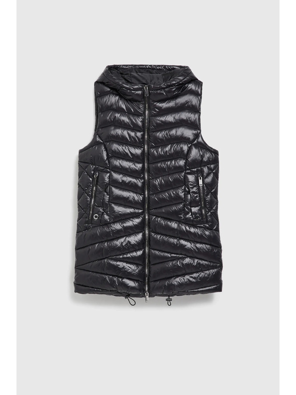 Moodo Prešívaná vesta na zips čierna Moodo