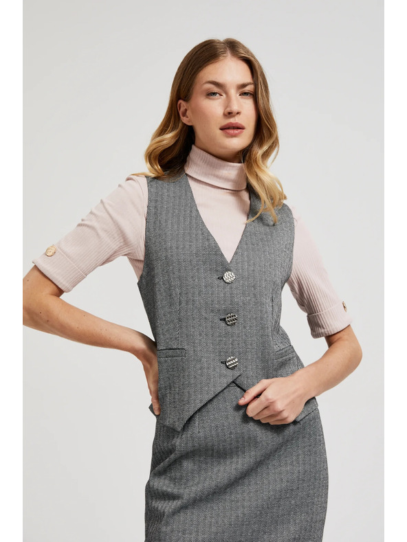 Moodo Elegantná vesta sivá so striebornými gombíkmi Moodo