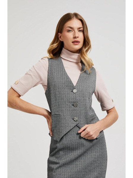 Moodo Elegantná vesta sivá so striebornými gombíkmi Moodo