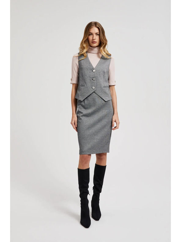 Moodo Elegantná vesta sivá so striebornými gombíkmi Moodo