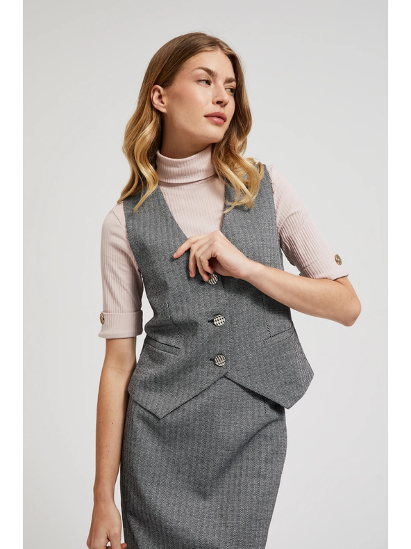 Moodo Elegantná vesta sivá so striebornými gombíkmi Moodo