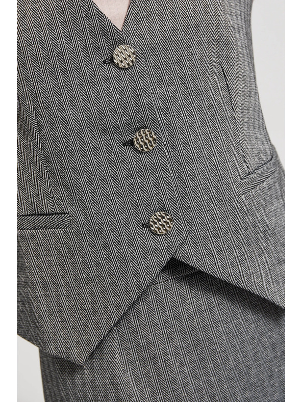 Moodo Elegantná vesta sivá so striebornými gombíkmi Moodo