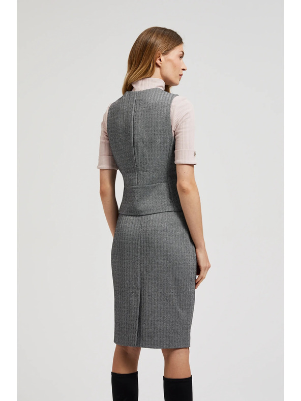 Moodo Elegantná vesta sivá so striebornými gombíkmi Moodo