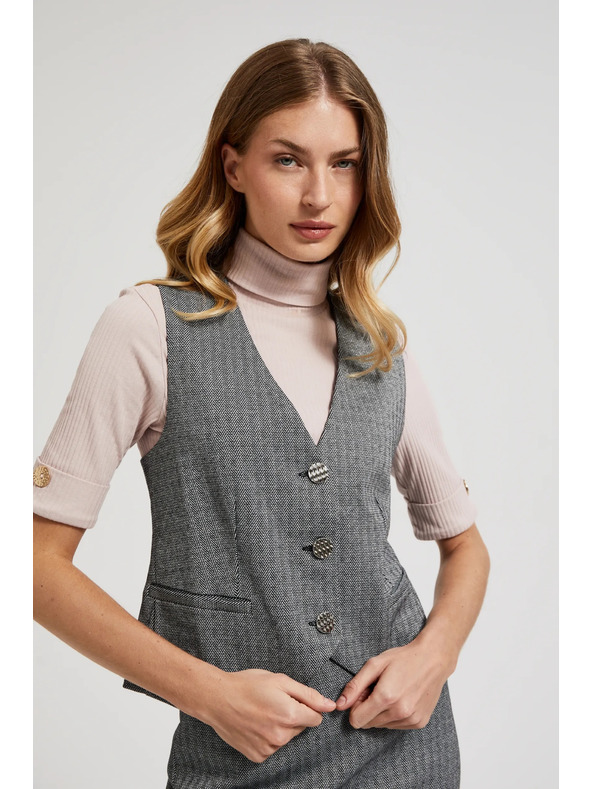 Moodo Elegantná vesta sivá so striebornými gombíkmi Moodo