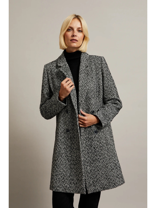 Moodo Kabát v jemnej rybej kosti čierny Moodo