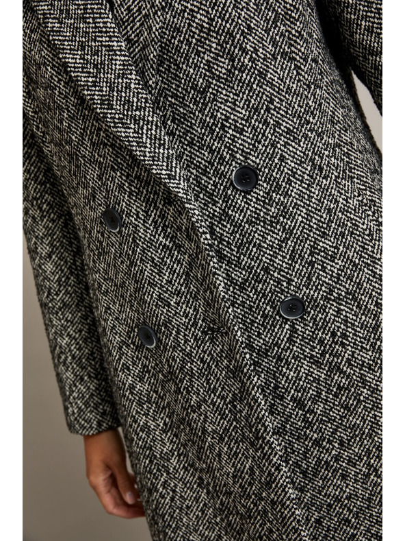 Moodo Kabát v jemnej rybej kosti čierny Moodo