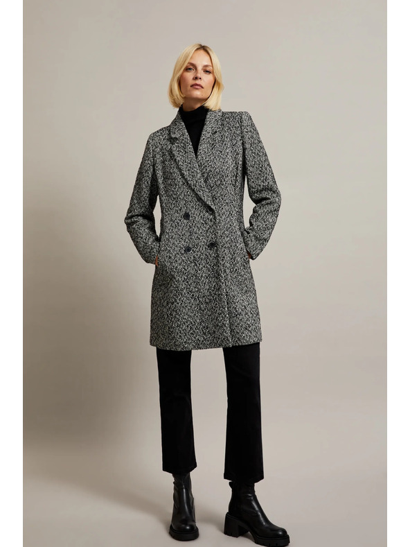 Moodo Kabát v jemnej rybej kosti čierny Moodo