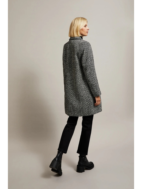 Moodo Kabát v jemnej rybej kosti čierny Moodo