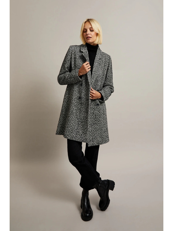 Moodo Kabát v jemnej rybej kosti čierny Moodo