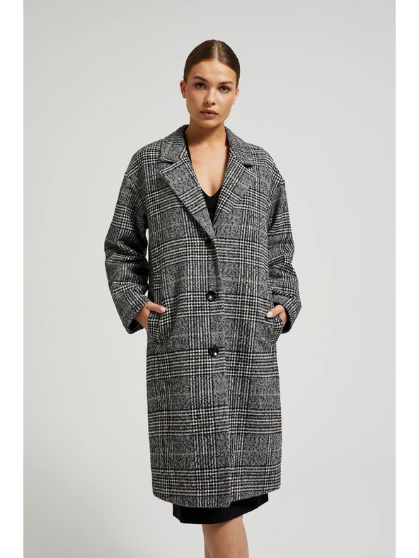 Moodo Kabát oversize kocka čierny Moodo