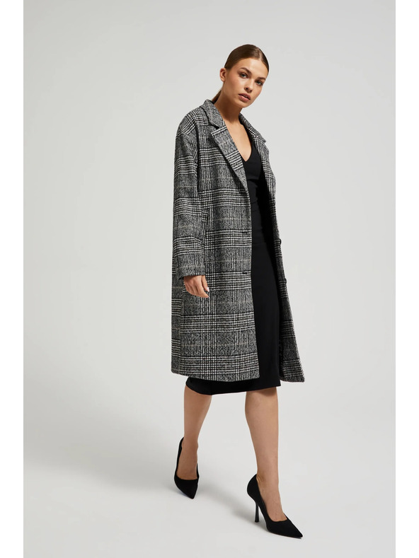 Moodo Kabát oversize kocka čierny Moodo
