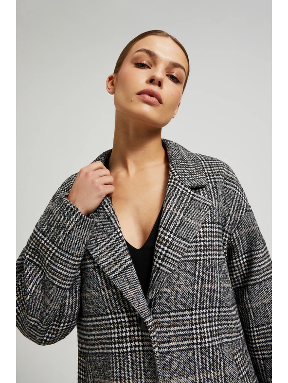 Moodo Kabát oversize kocka čierny Moodo