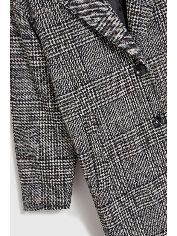 Moodo Kabát oversize kocka čierny Moodo