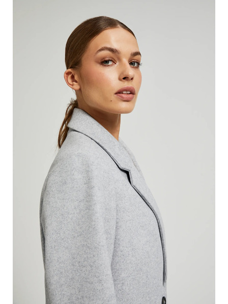 Moodo Jednoduchý sivý kabát zapínaný na gombíky Moodo