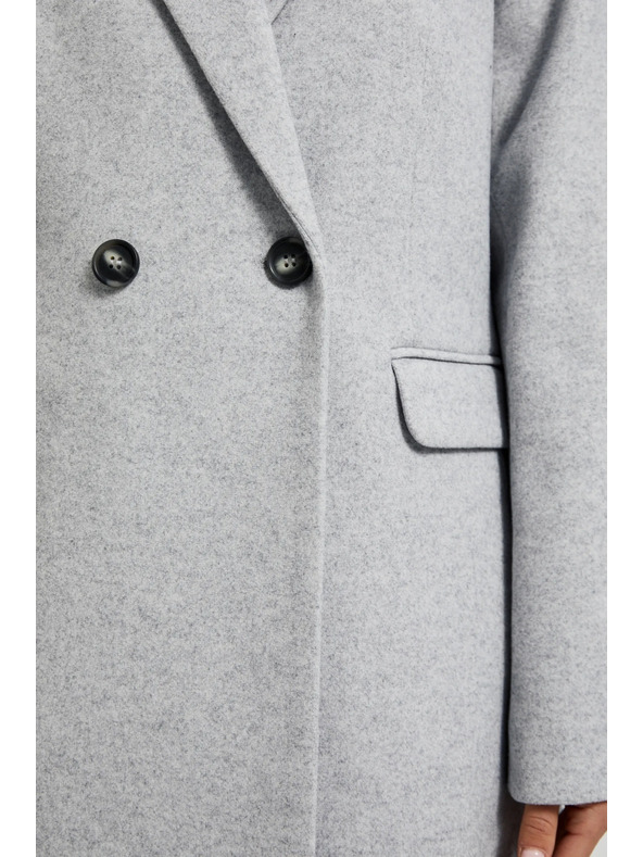 Moodo Jednoduchý sivý kabát zapínaný na gombíky Moodo