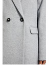 Moodo Jednoduchý sivý kabát zapínaný na gombíky Moodo