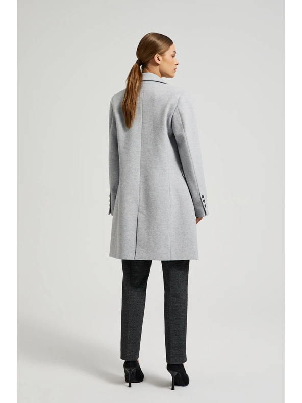 Moodo Jednoduchý sivý kabát zapínaný na gombíky Moodo