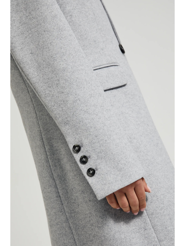 Moodo Jednoduchý sivý kabát zapínaný na gombíky Moodo