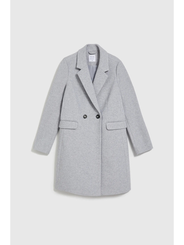 Moodo Jednoduchý sivý kabát zapínaný na gombíky Moodo