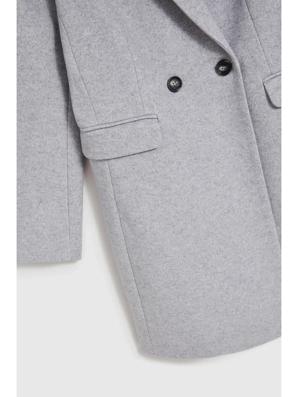 Moodo Jednoduchý sivý kabát zapínaný na gombíky Moodo