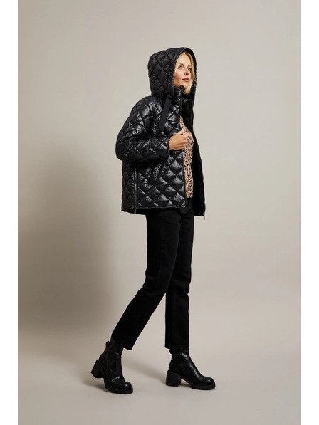 Moodo Krátka prešívaná bunda s kapucňou čierna Moodo