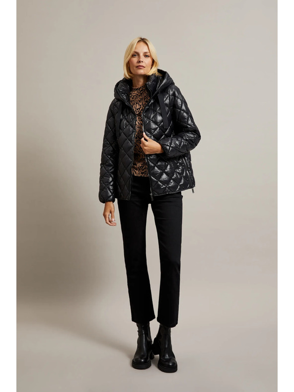 Moodo Krátka prešívaná bunda s kapucňou čierna Moodo