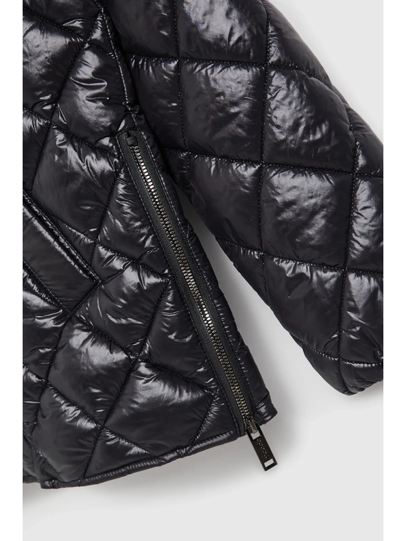 Moodo Krátka prešívaná bunda s kapucňou čierna Moodo